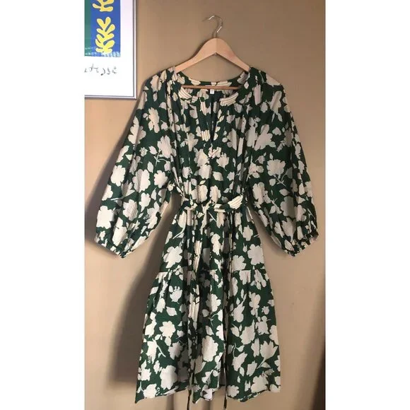 Ann Mashburn green shadow floral seersucker tiered Allegra dress - Picture 7 of 8